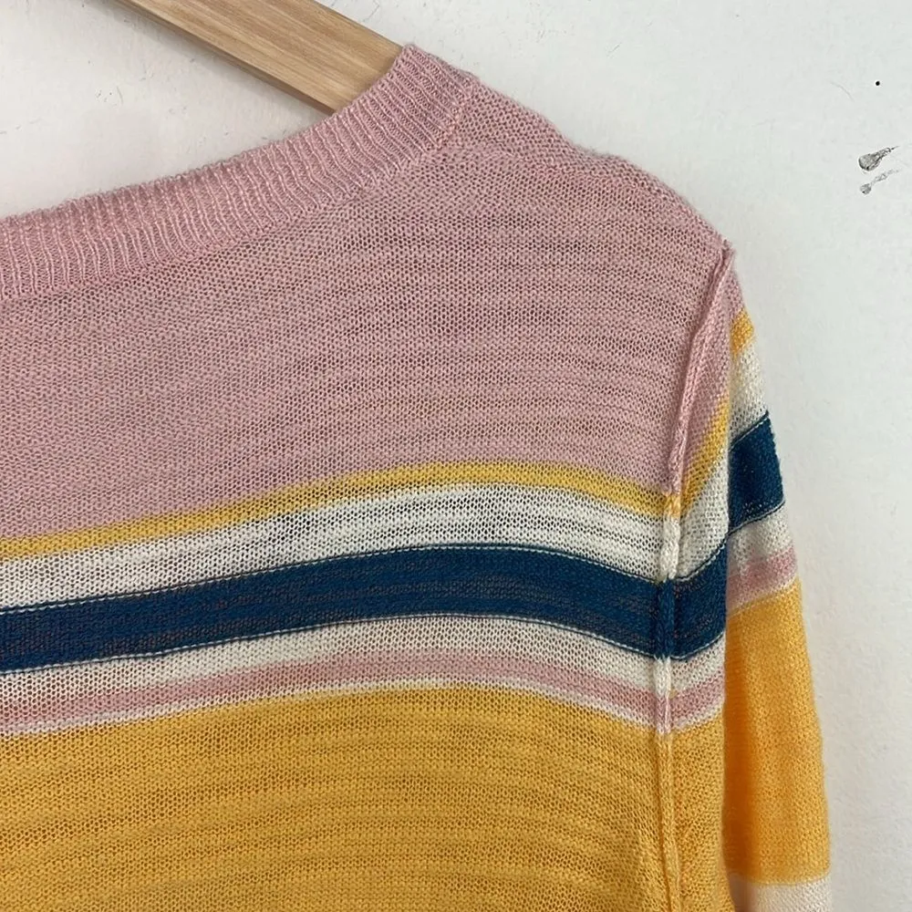 Moth Anthropologie Pink Striped Sweater pullover Lightweight size Medium Pink - Image 9