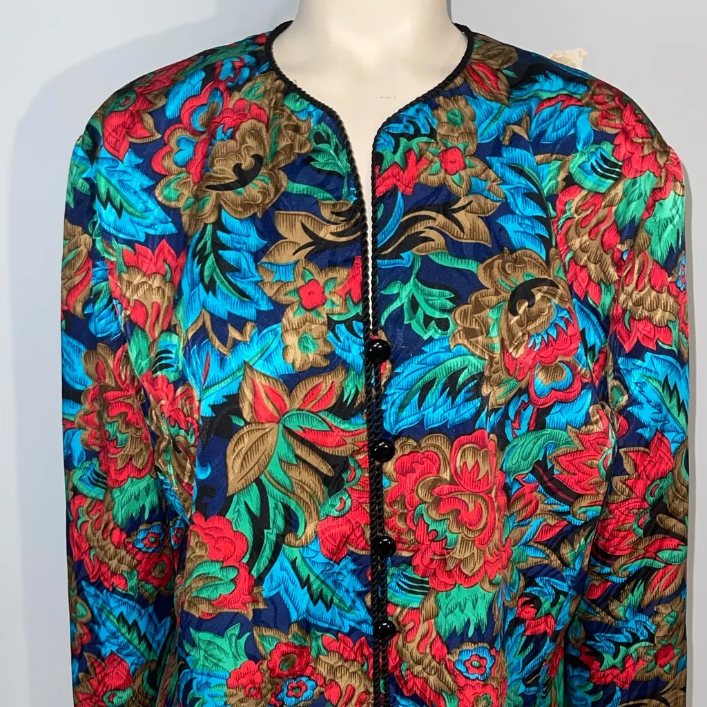 Papell Boutique vintage red floral pattern blazer suit jacket woman’s 18 XL - Image 2