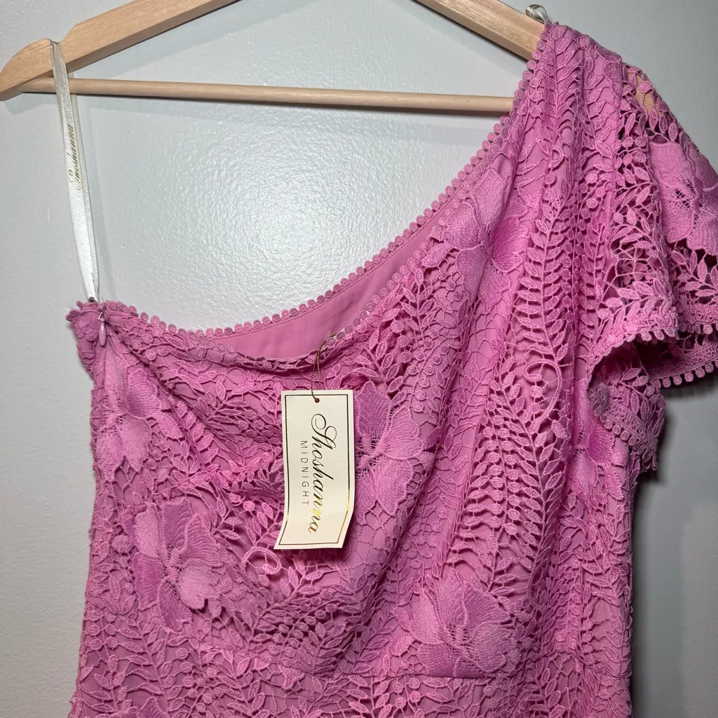 Shoshanna Pink Lace Fit n‎ Flare Midi Dress Size 12 Cocktail Party Designer $550 - Image 3