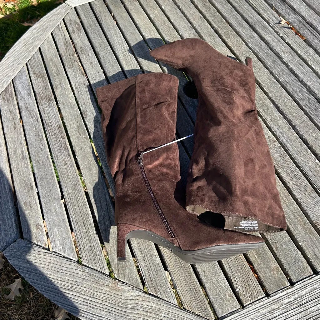 A new day womans Boots Brown faux suede size 9.5 wide knee high winter fall nwt - Image 8