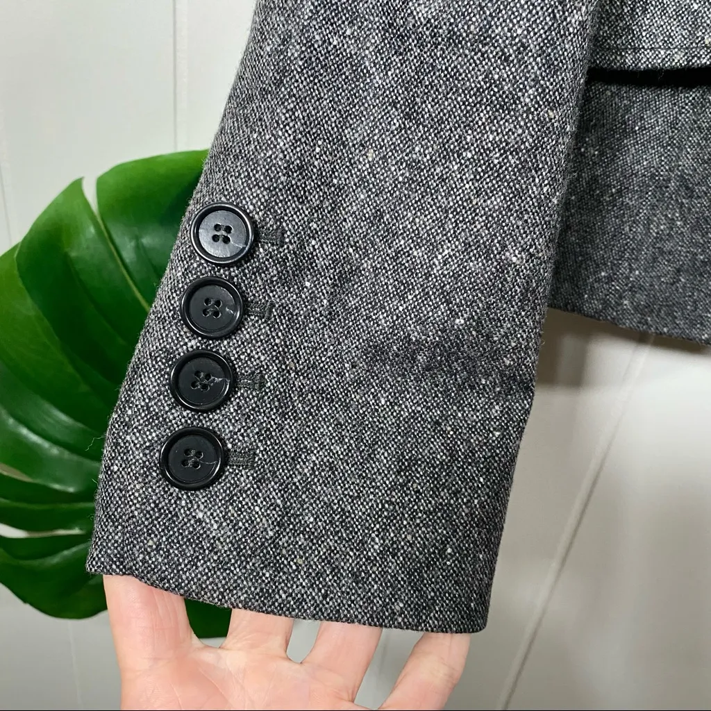 Ann Taylor Wool 2 Button Suit Jacket Blazer Gray Marl Women's Size 0 - Image 4