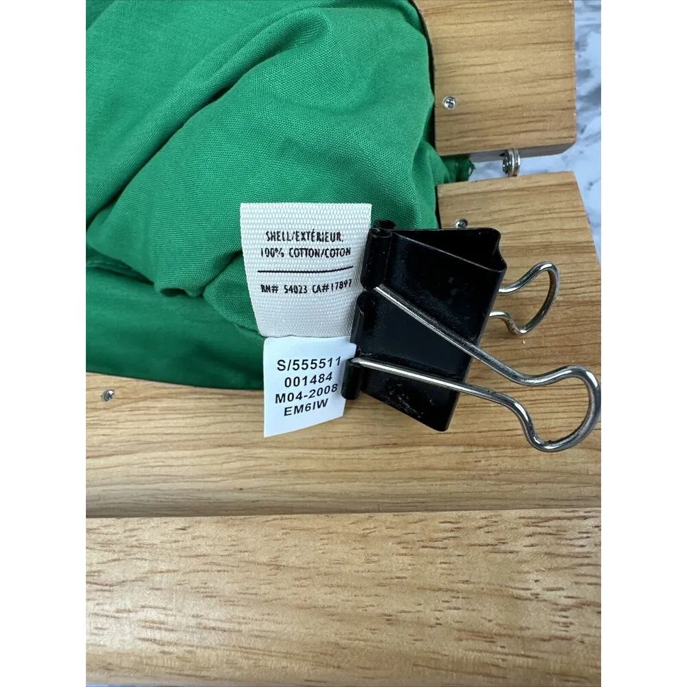 Vintage Old Navy Women Wooden Hinged Clutch Purse Green White Floral Canvas Tiki - Image 7