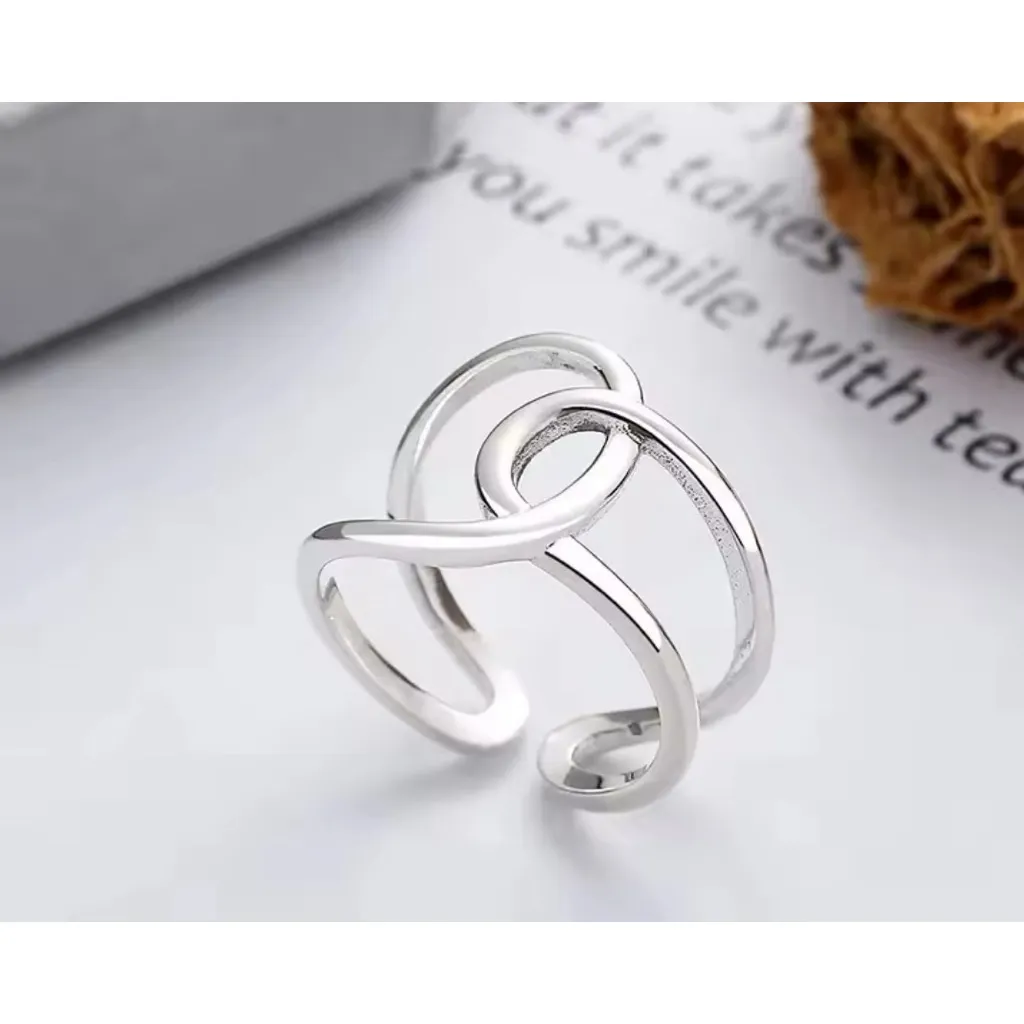 NEW Unisex Handmade 925 Sterling Silver Knot Band Ring,‎ Adjustable - Image 8