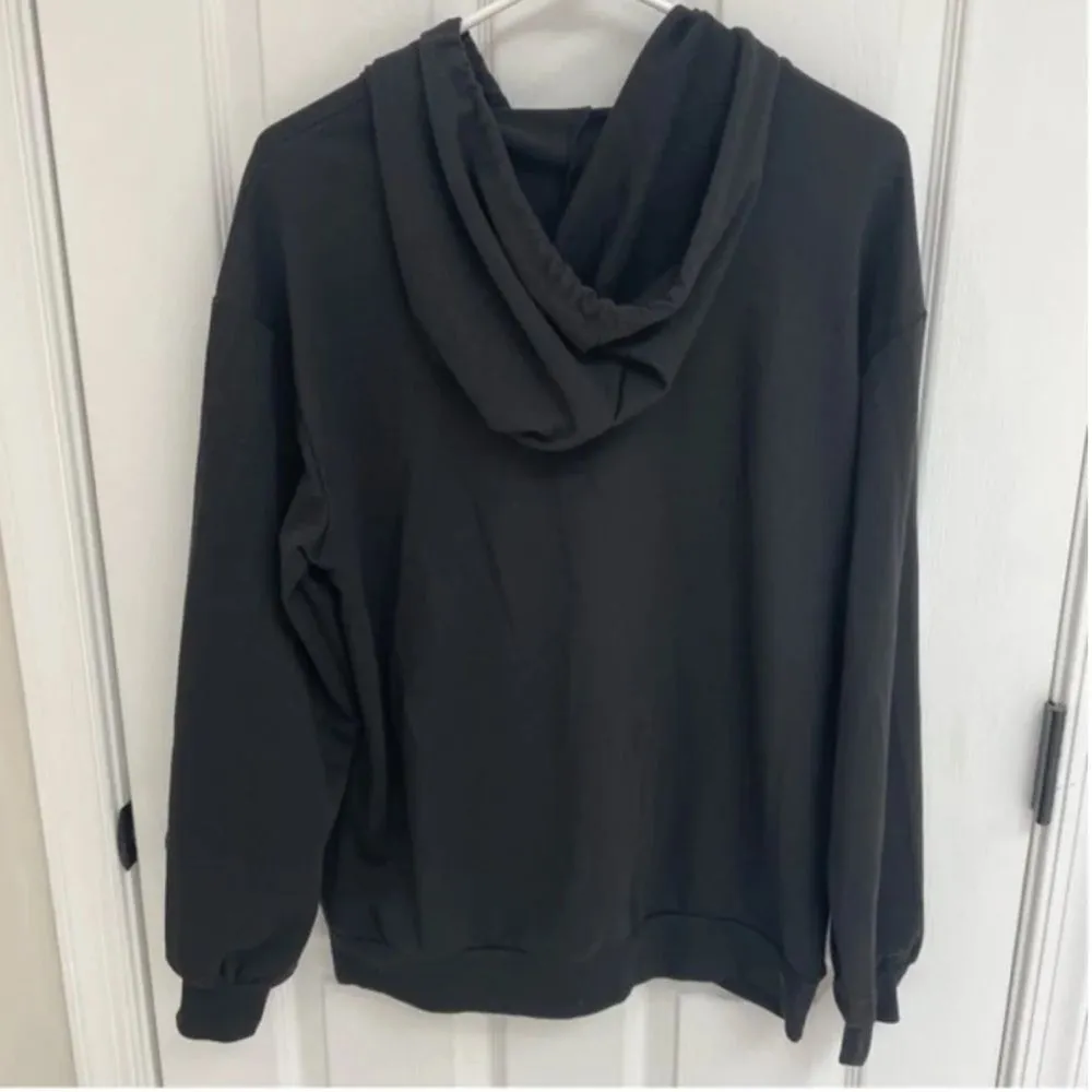 Shein Black Monarch Butterfly Hoodie Sweatshirt Womens Size M - Image 2