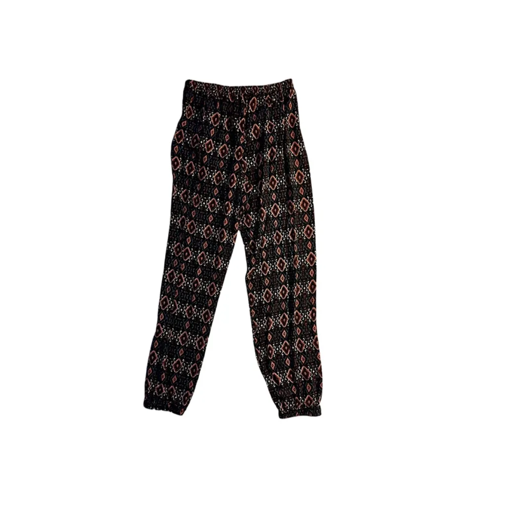 Xhilaration Medium Boho Women's Black Geometric Pants W/Elastic Ankle - Image 9