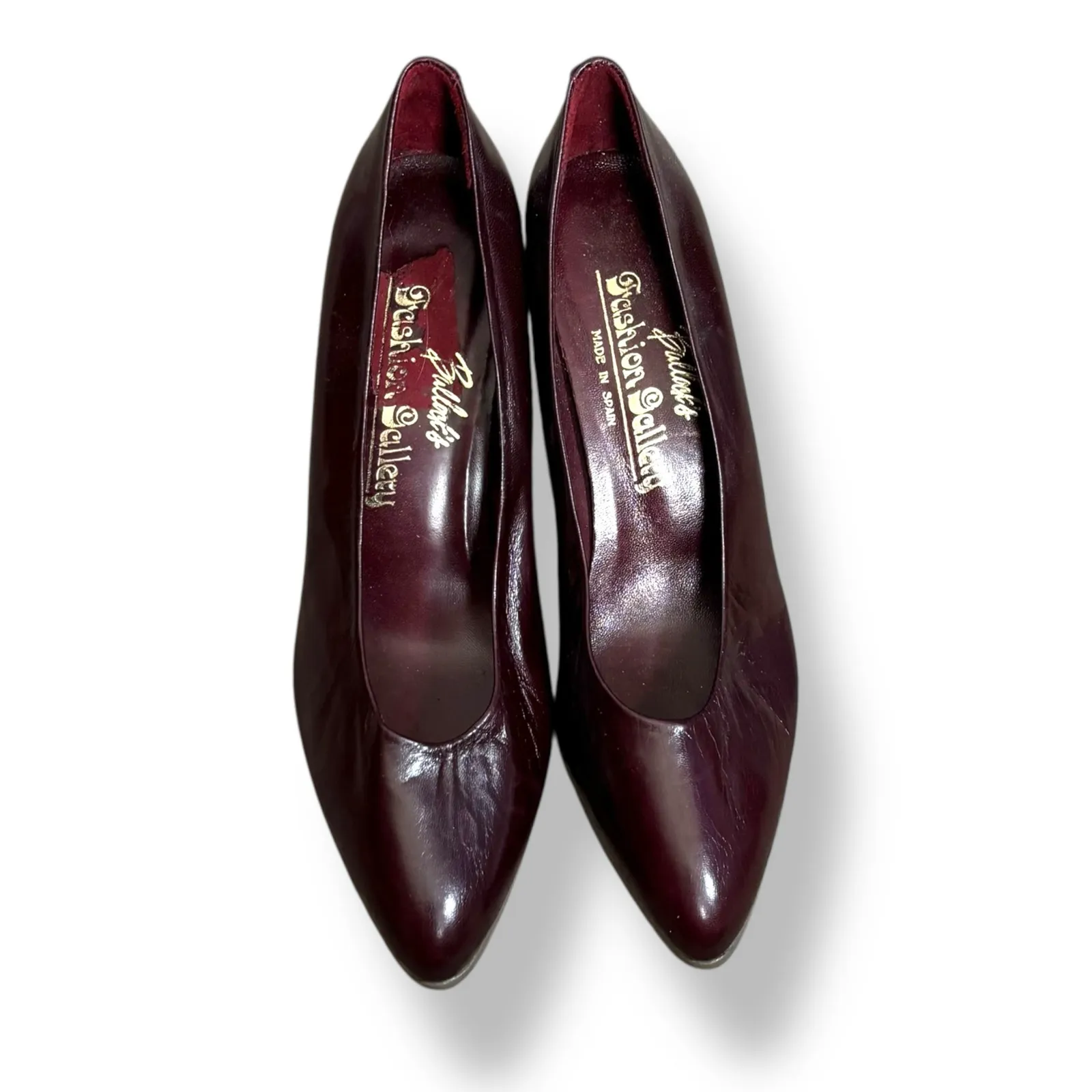 Vintage 80s Burgundy Leather Heels Size 7N Miguel Hernandez Bullock’s Spain Red - Image 3