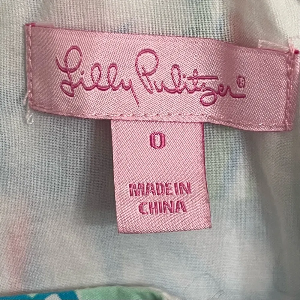 Lilly Pulitzer Zo Sand Bar Blu Splish Splash Floral Print A Line Mini Dress Sz 0 - Image 8