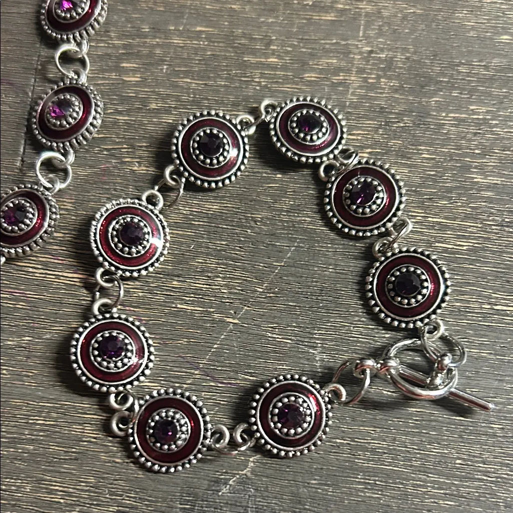 Matching Set Silver Red & Purple Jewelry Set - Image 2
