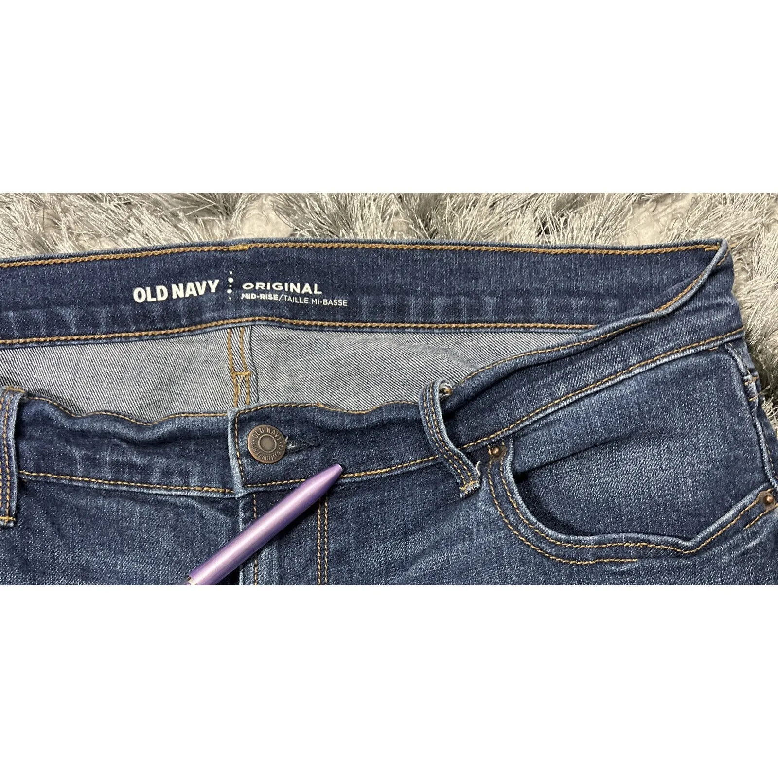 Old Navy Jeans Women 10 Mid Rise Straight Leg Dark Wash Casual‎ Preppy Chic - Image 10