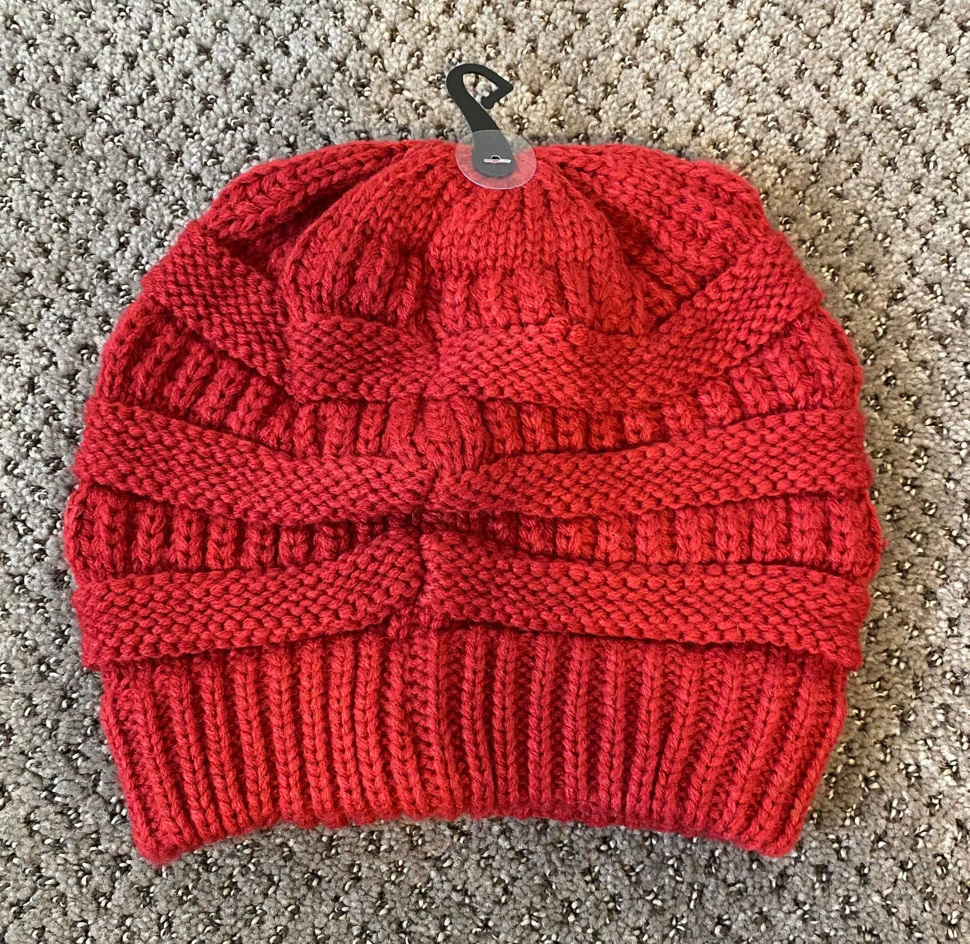 C.C. Burnt Orange Crochet Knit Beanie - Image 2