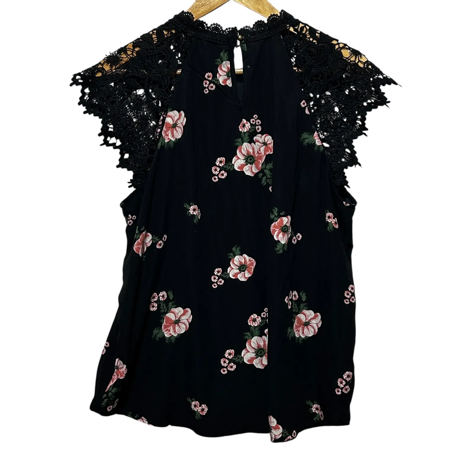 Y2K No Boundaries XXL Black Floral Crochet Lace Trim Boho Cottagecore Whimsigoth - Image 2