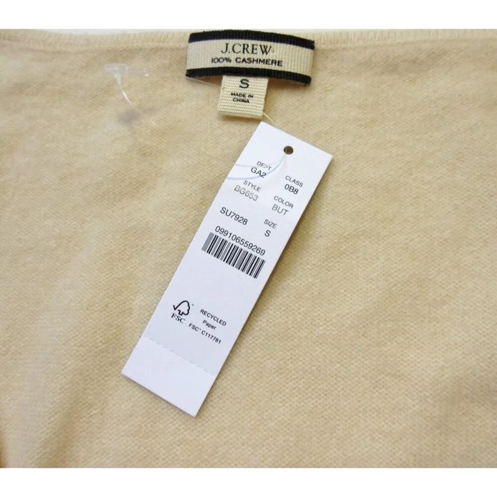 NWT J.Crew Cashmere Ribbed Tied V-neck Sweater in Buttercream S $178 - Image 3