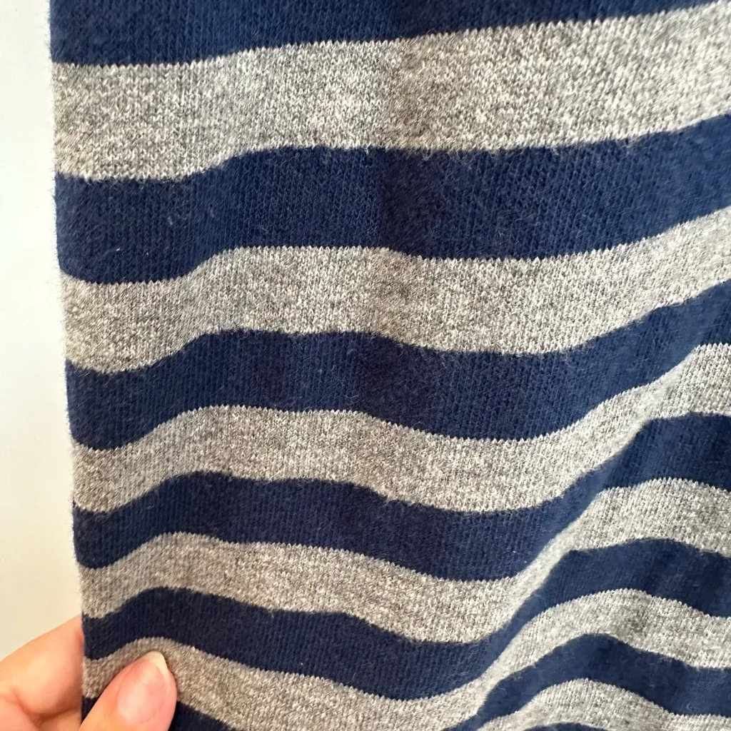 Vintage 80’s Calvin Klein Striped Navy & Gray Sweater Midi Dress Size Large L - Image 8