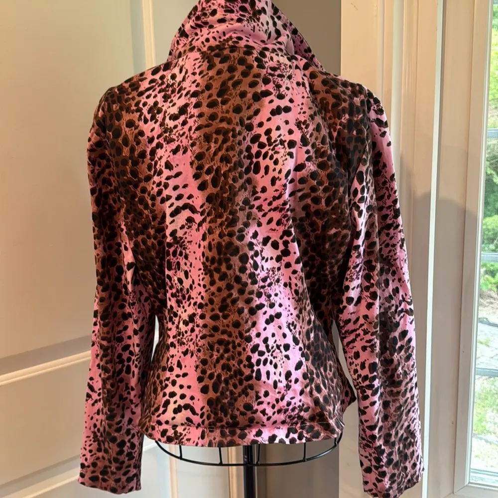 Lifestyles, pink and brown splattered sequence, blazer Size L - Image 4