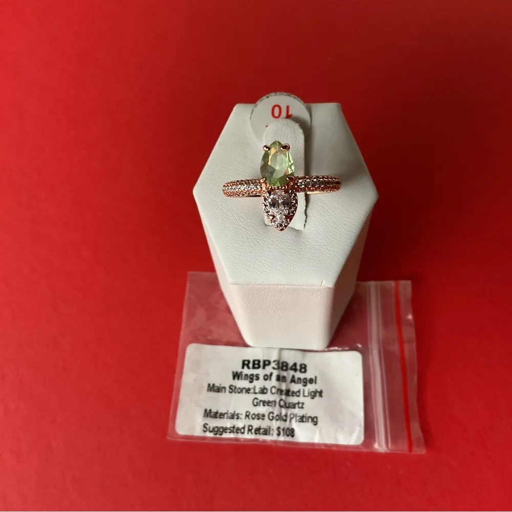 Bomb Party RBP3848 “Wings of an Angel” LC Quartz on Rose Gold Size 10 Ring NWT - Image 3