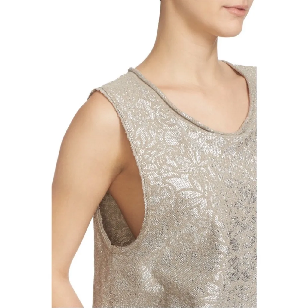 Free People Silver Metalic Crop Tank Top - Image 2