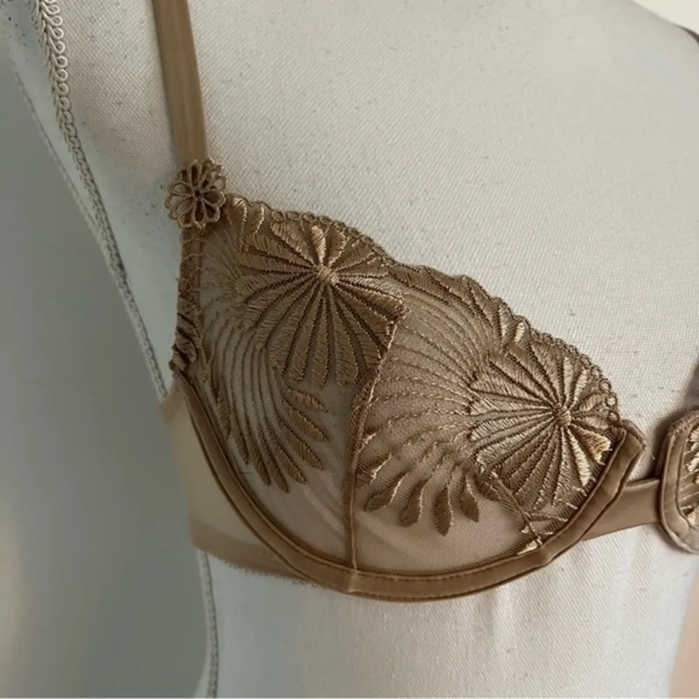 Wacoal • Tan Unlined Embroidered Mesh Bra - Image 44