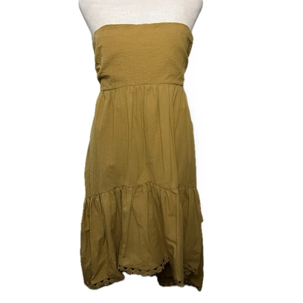 Maeve by Anthropologie Strapless Dress mustard yellow - Image 3