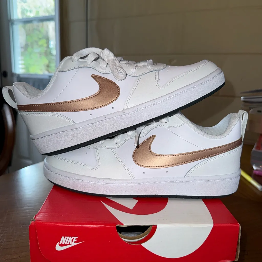 Nike Court Borough Low 2 GS White Red Bronze Sneakers – 6.5Y / W8 (NIB) - Image 5