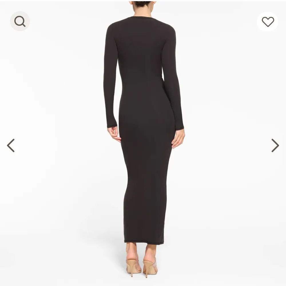 SKIMS Fits Everybody Long Sleeve Maxi Dress Shapewear Same Day Ship NWT XS Onyx - Image 4