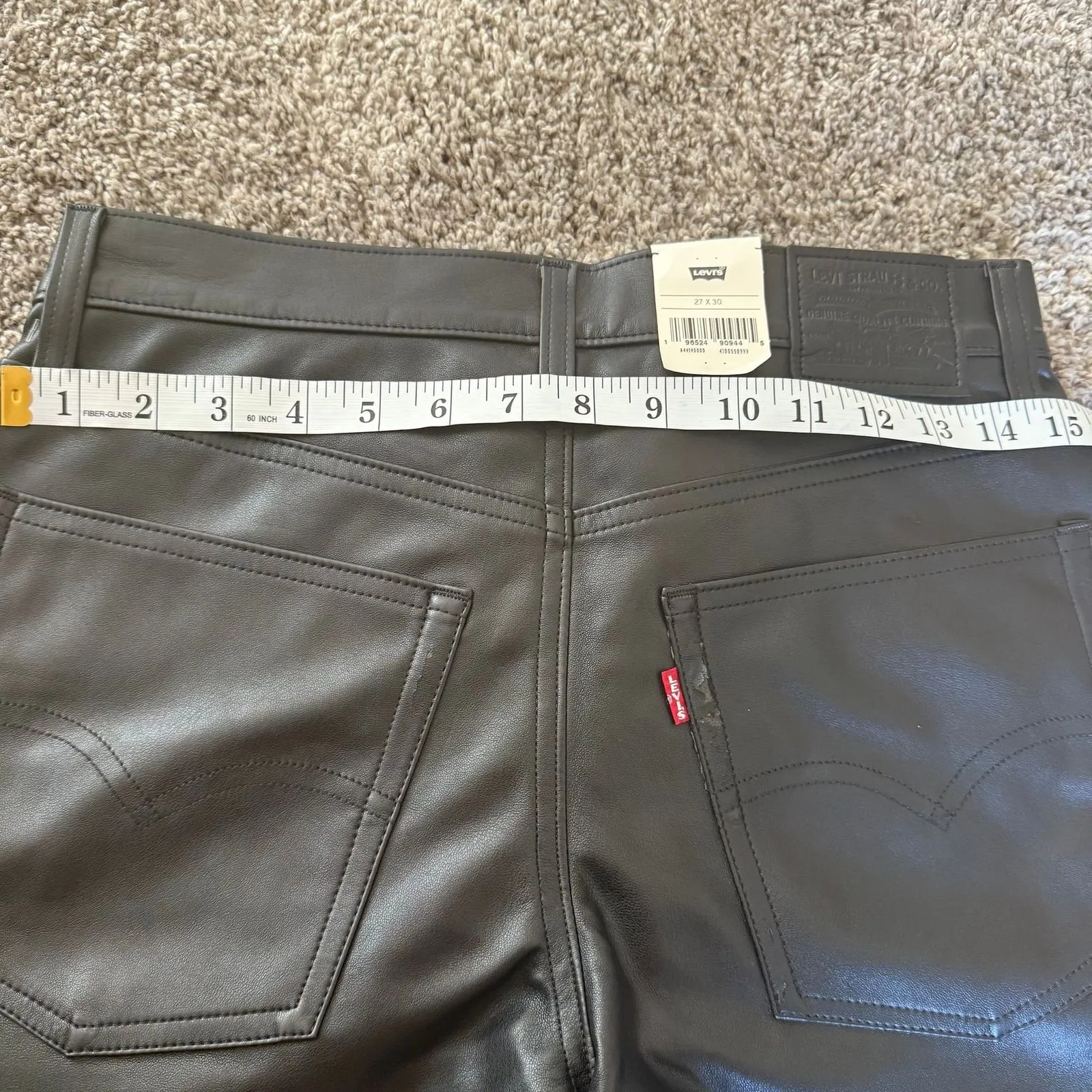 NWT Levi's Women's‎ Faux Leather Baggy Dad Pants, Slippery Slope, Black 27 * 30 - Image 15