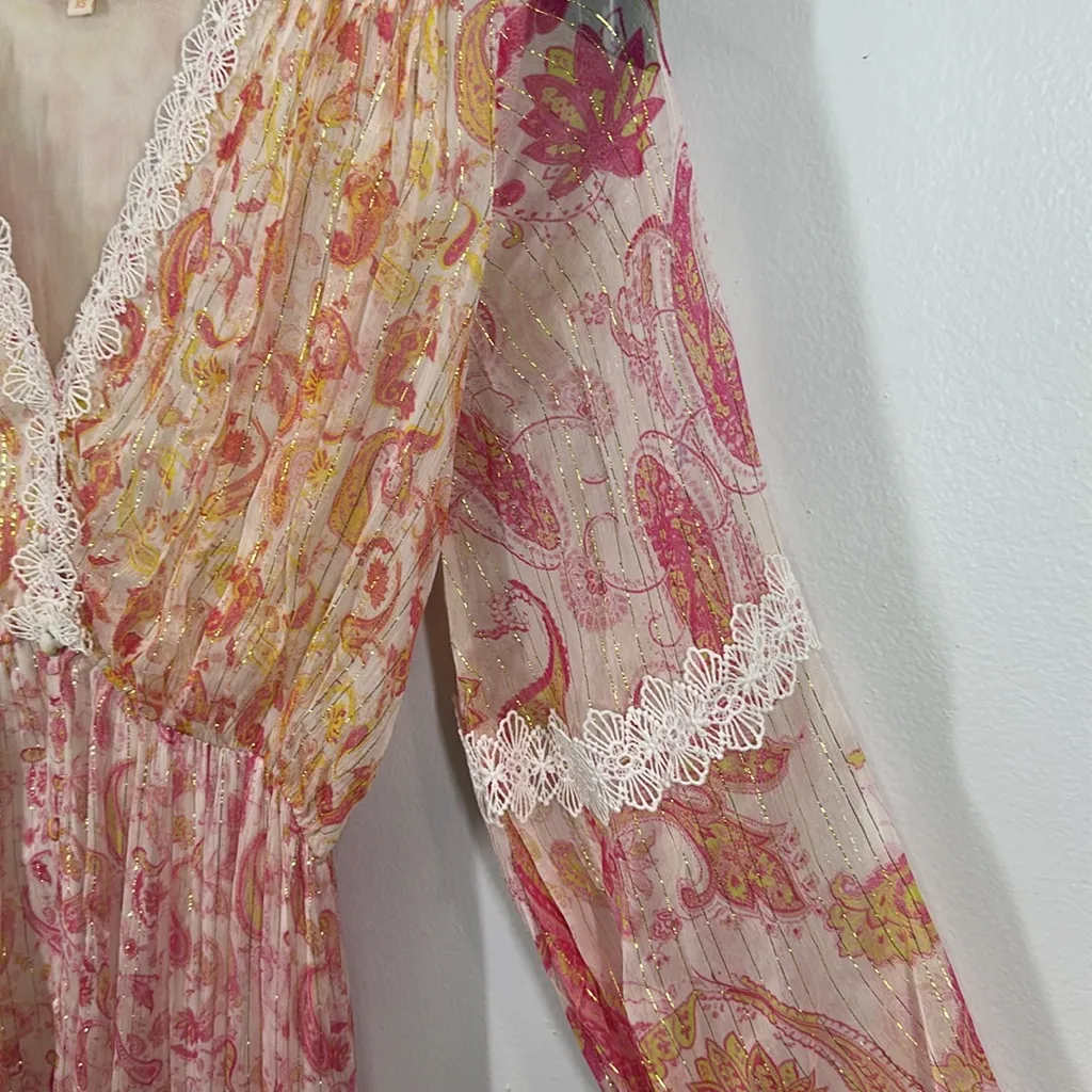 Rococo Sand candy long maxi belted dress size XS Pink - Image 6