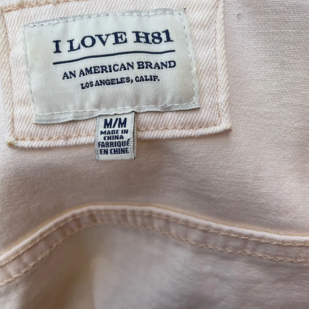 I LOVE H81 Off-White Denim Jacket An American Brand Women’s Size M - Image 3