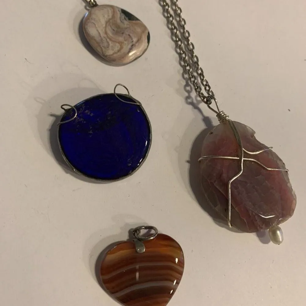 Lot Of 4 Women's Girl's Costume Pendants Mix Variety Polished Stones / Rocks Etc - Image 11