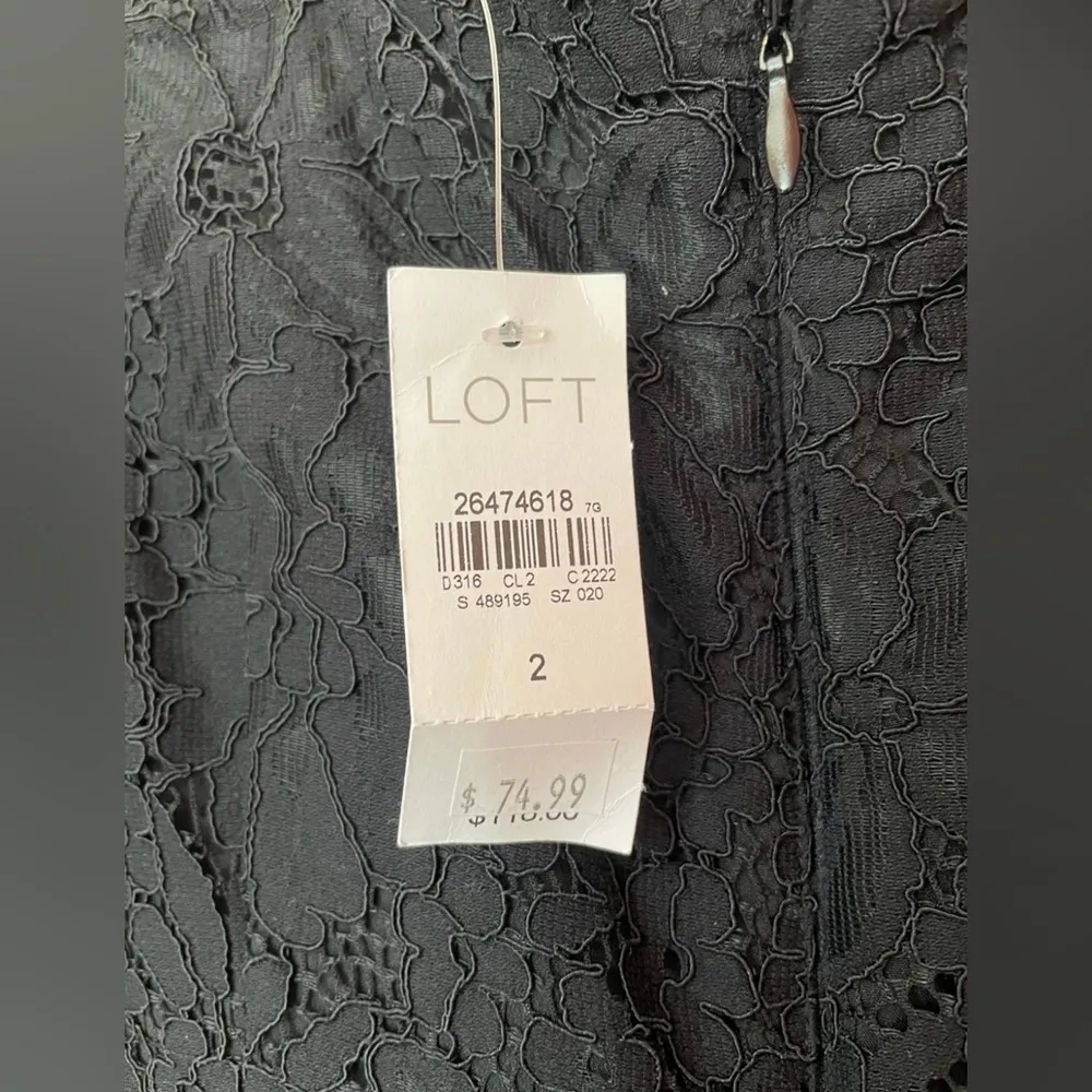 Ann Taylor Loft Black Lace Long Sleeve Dress Cocktail Party Open Back NWT Size 2 - Image 5