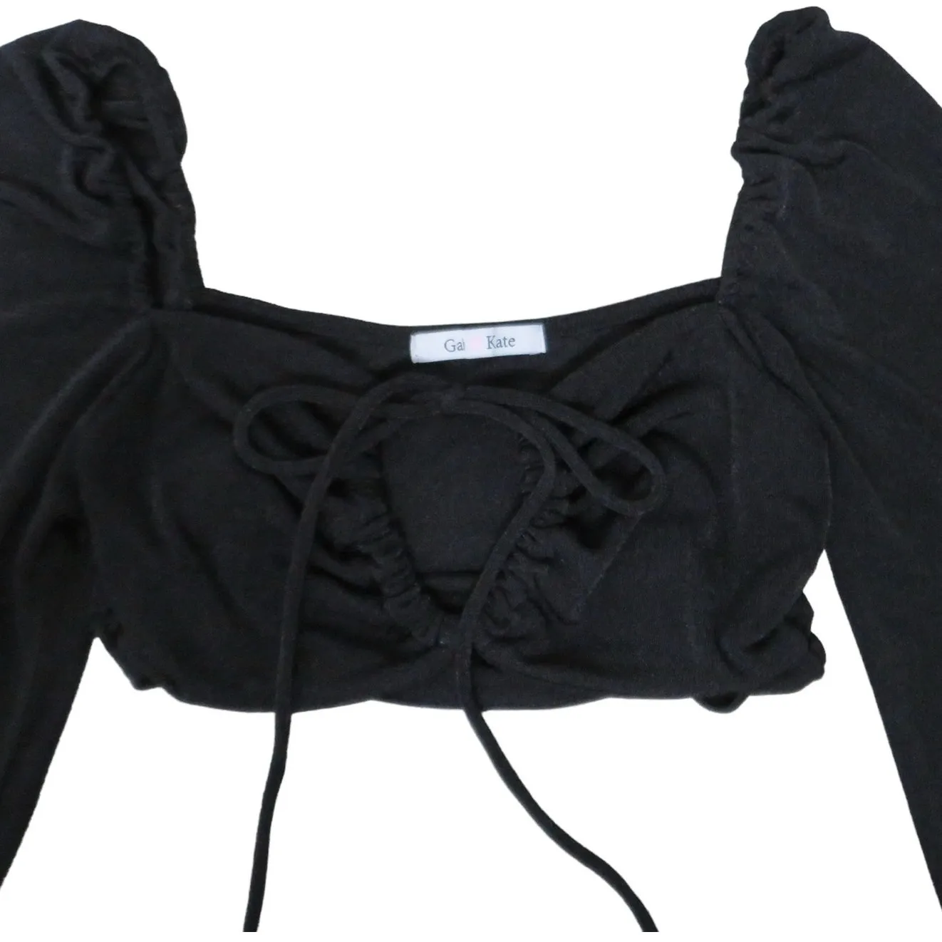 Gab & Kate Cut Out Long Sleeve Crop Top Stretch Black Sz Medium NWOT - Image 3