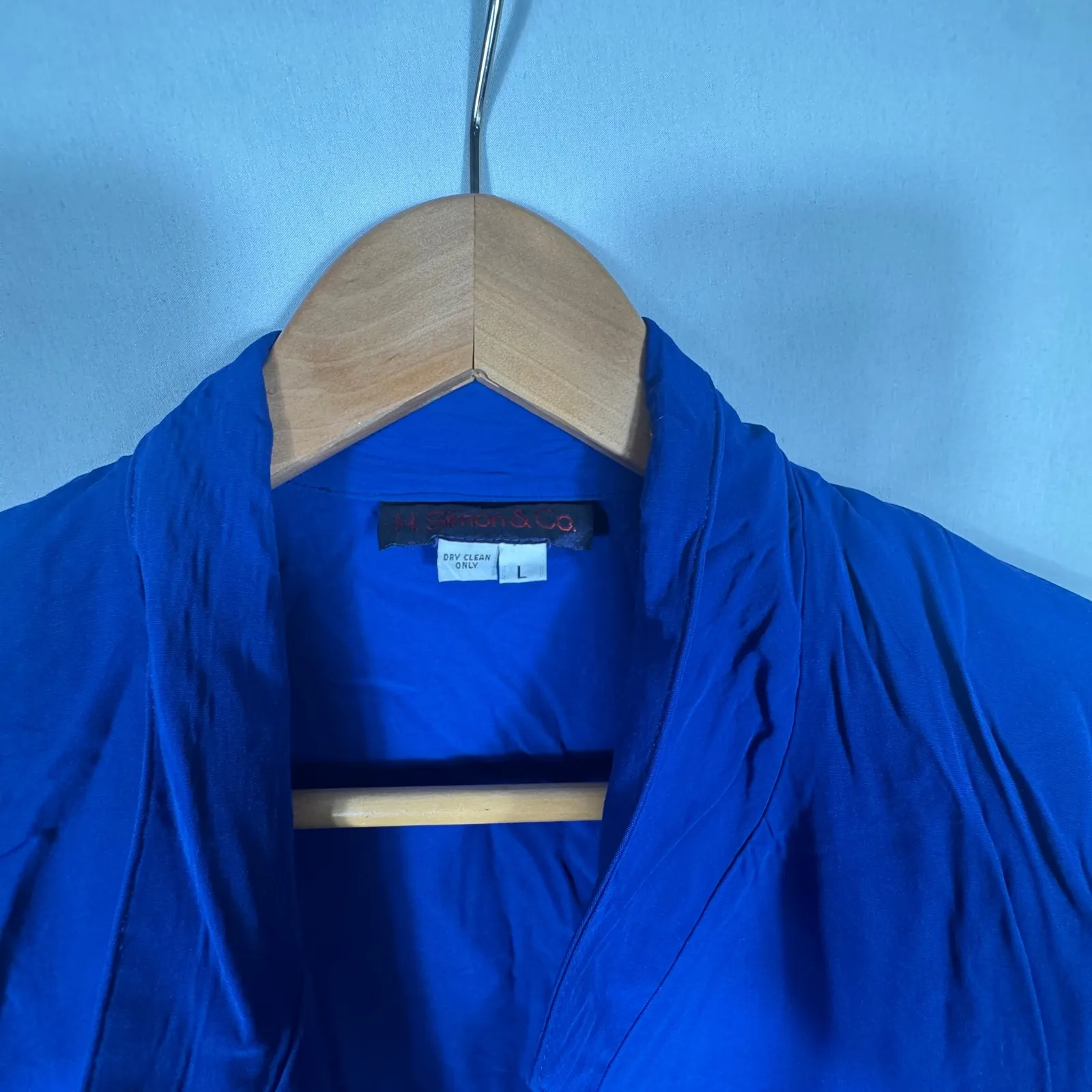 Vintage H Simon & Co. Royal Blue Blazer Single Button Pockets Sz L Size L - Image 2