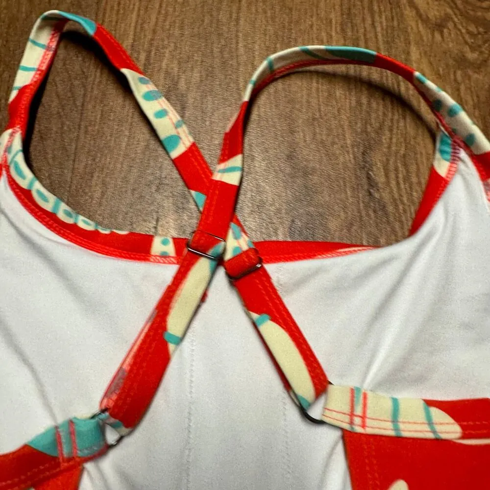 Hanna Andersson Womens Red Seashell One Piece Swim Suit High Cut Leg Size Small - Image 4