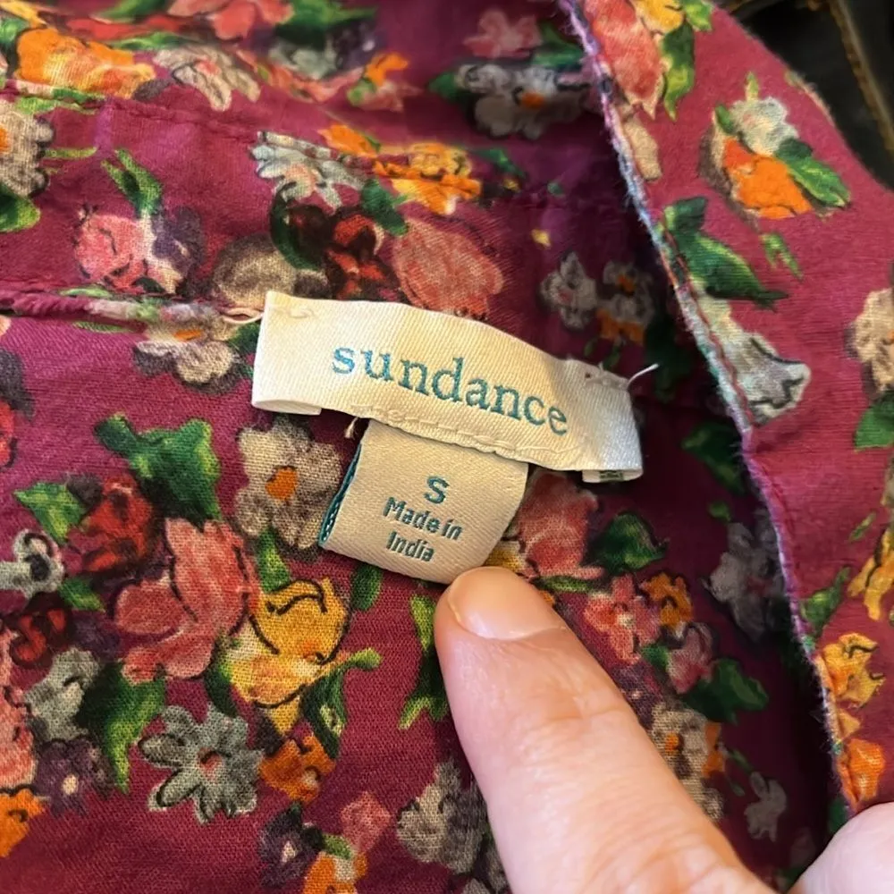 ❤️Sundance Poppy Bloom Button Down Purple Floral Top S - Image 15