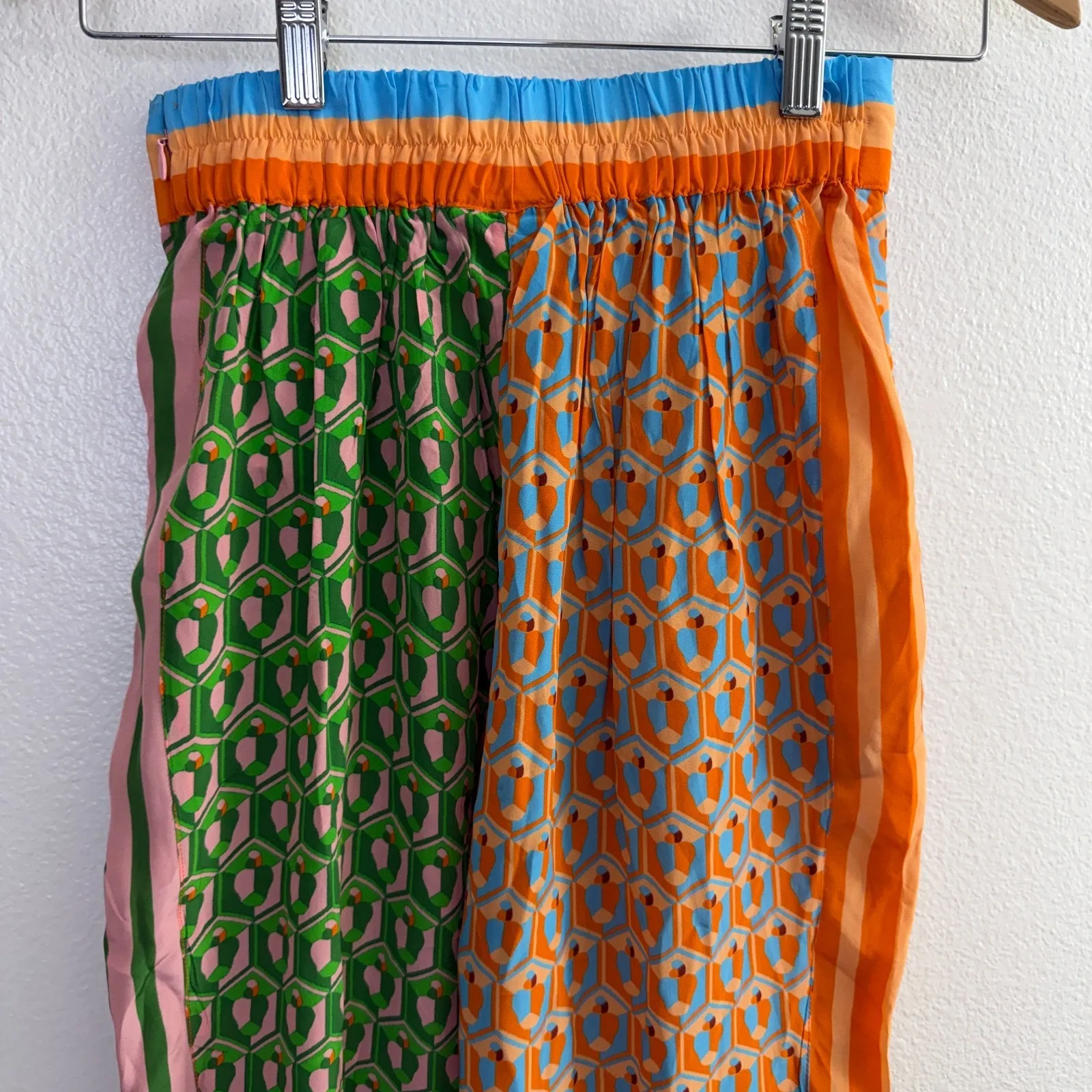 Farm Rio Cashew Mixed Scarf Print Pants Womens XS Orange Balloon Boho Colorful - Image 6