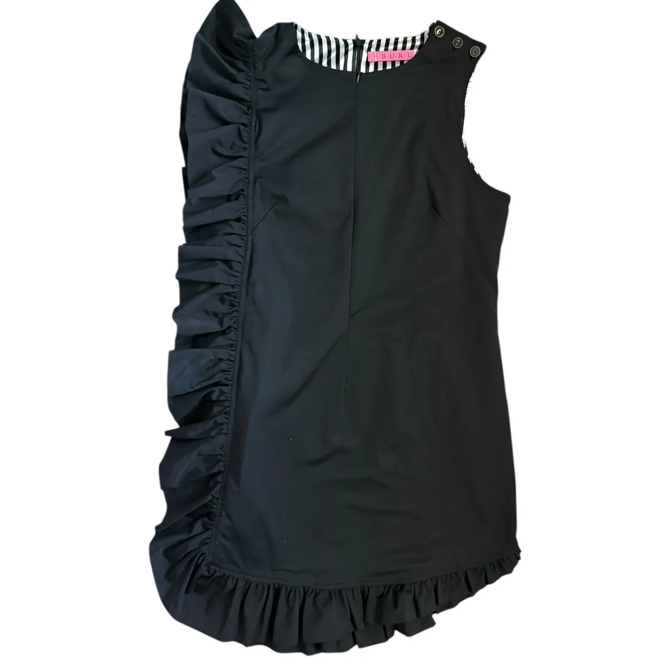 BURU Midnight Black Anniversary Ruffled Mini Dress‎ Size Large - Image 5