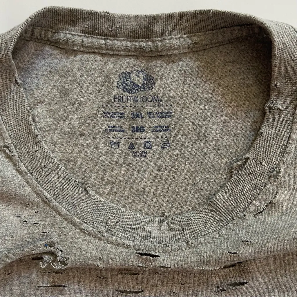 Distressed Light Gray Heather short sleeve pocket crewneck T-shirt 3XL - Image 7