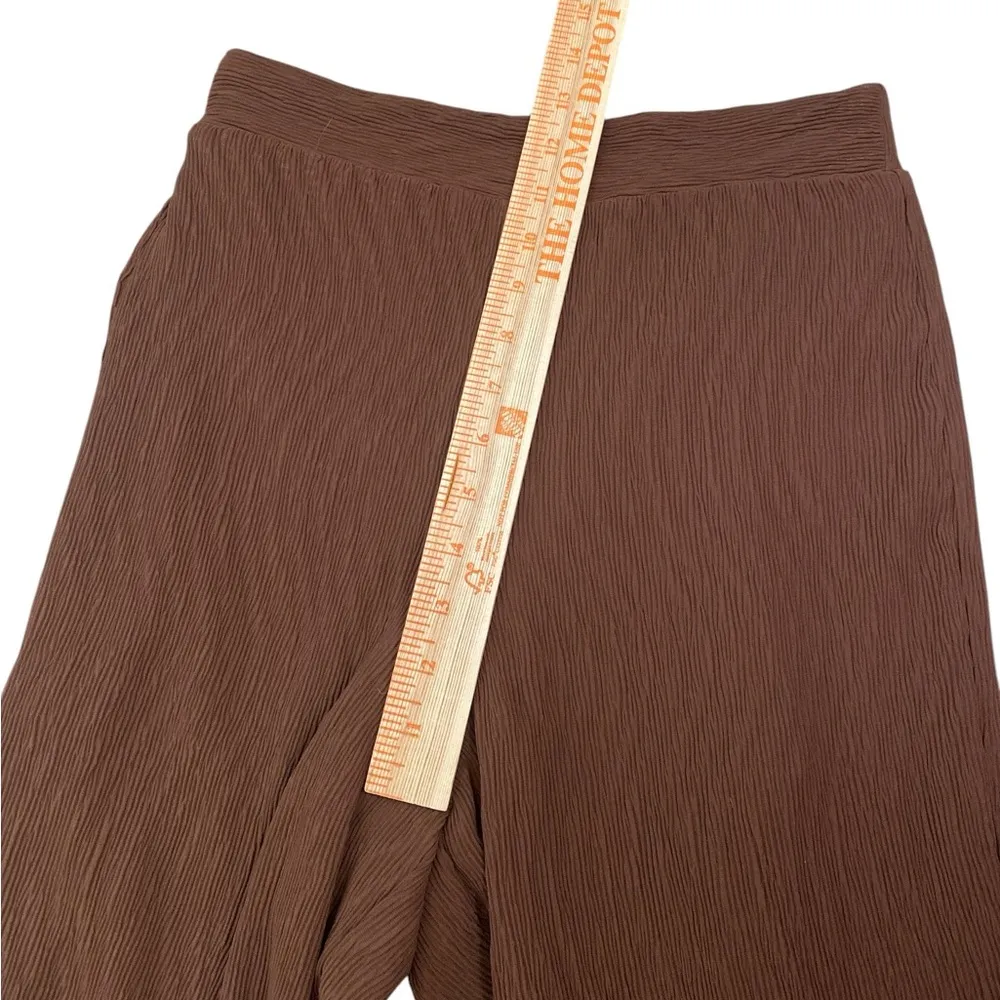 Brown high rise plisse crinkle pull on pants - Image 5