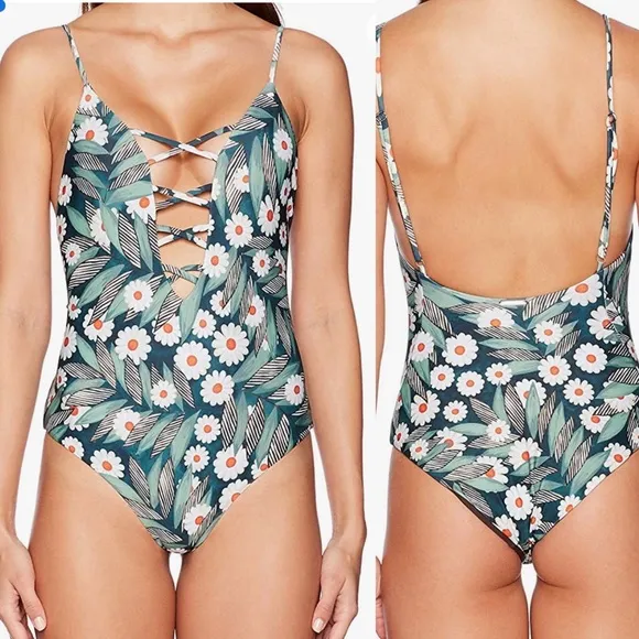 Mara Hoffman Women's Standard Tanya Lattice Front One Piece Swimsuit sz S - Image 2