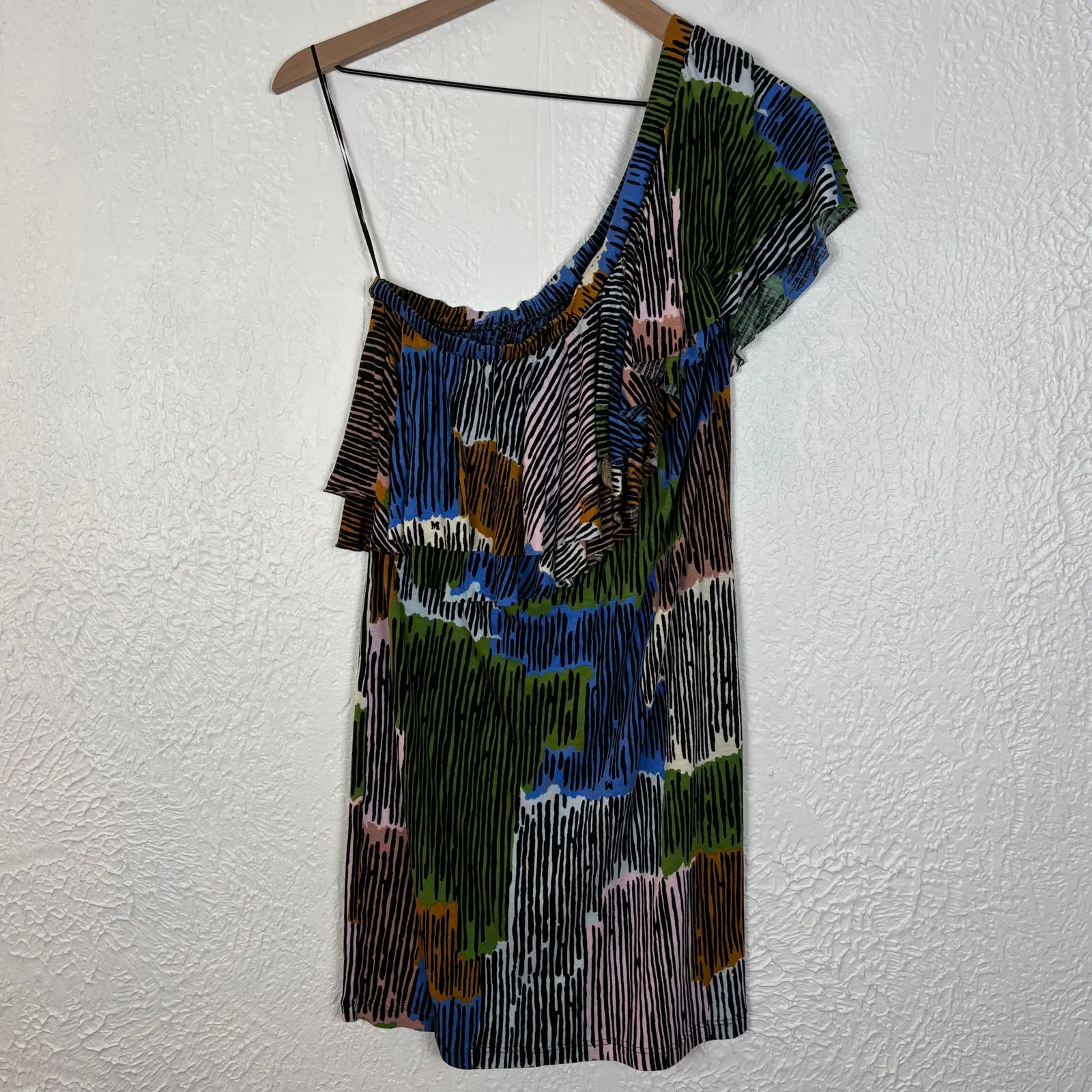 Missoni One Shoulder Abstract Print Ruffle Mini Dress Size 6 - Image 3