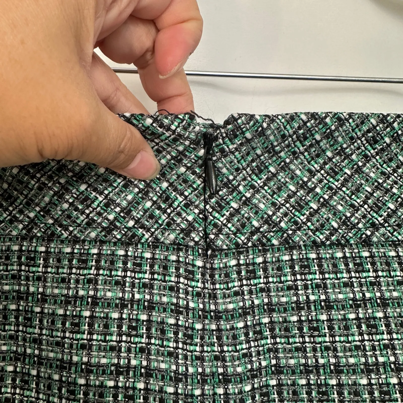 Evan Picone Tweed Skirt Green White Career Office Business Women's Plus‎ Size 16 - Image 5