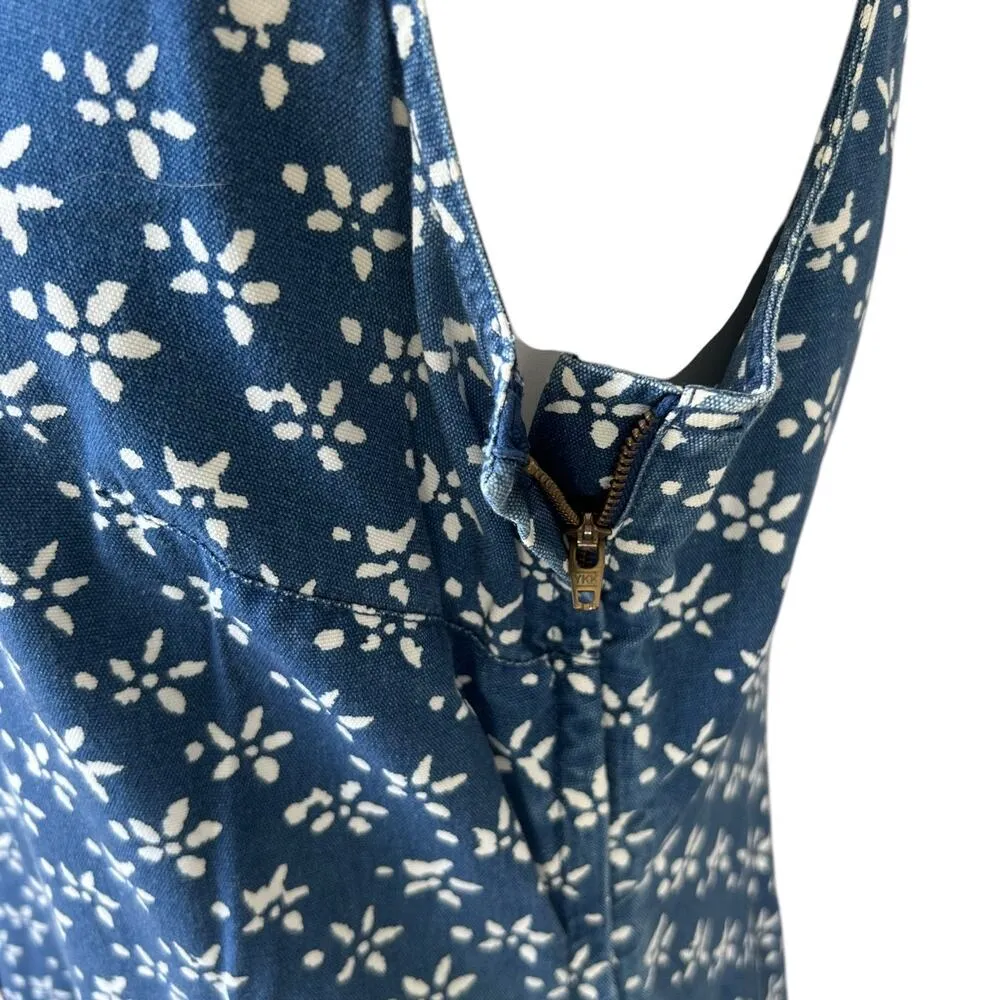 Vintage 90s Liz Claiborne Women's Maxi Sleeveless Dress Denim Floral Print sz 10 - Image 5