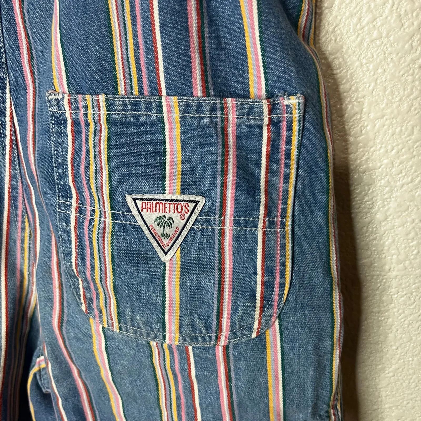 Palmetto’s Vintage denim striped overalls shorts L14 / MODERN WOMENS XS Blue - Image 6
