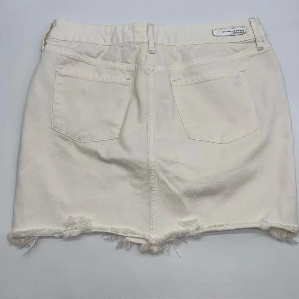 Articles of Society White 100% Cotton Off White Distress Stacy Mini-Skirt-Sz 27 - Image 7