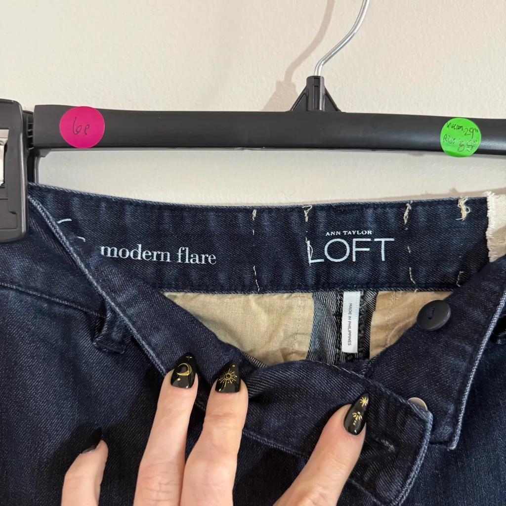 Ann Taylor Loft Modern Flare Jeans in Deep Indigo Size 6P with 29” inseam - Image 2