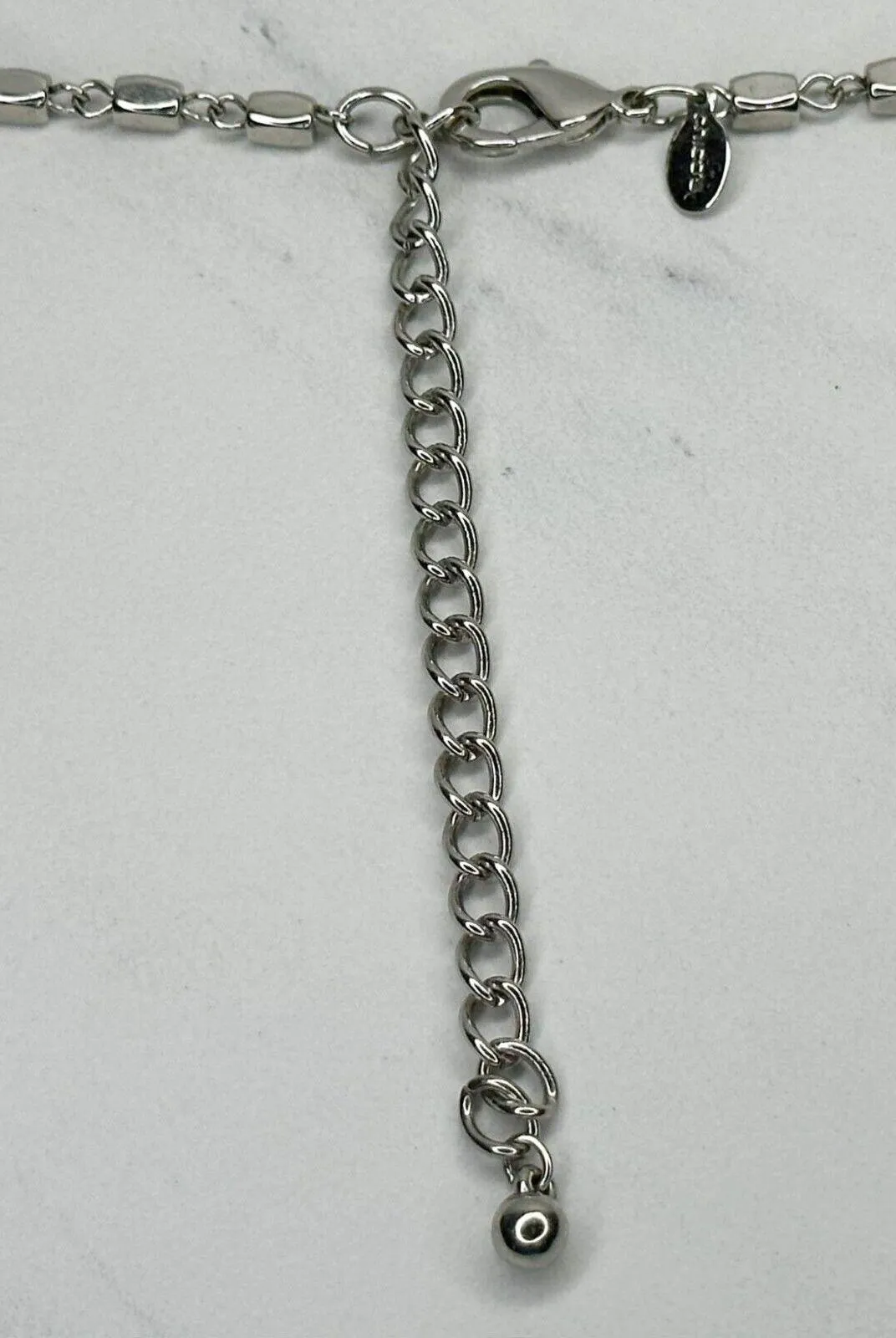 Chicos Black White Geometric Beaded Long Silver Chain Necklace 46" ✨ - Image 2