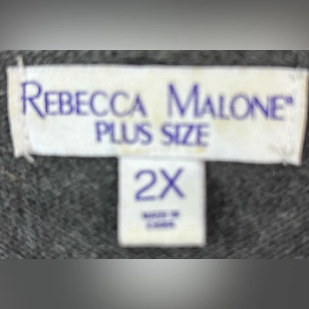 Rebecca Malone 2X Knit Open Front Long Pocketed Gray Cardigan Sweater - Image 5