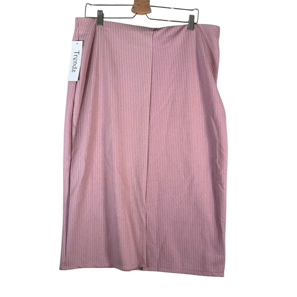 Trends Womens Muave NEW Ribbed Two Piece Set Skirt Cropped Top Sz‎ 1X Pink Size XL - Image 2