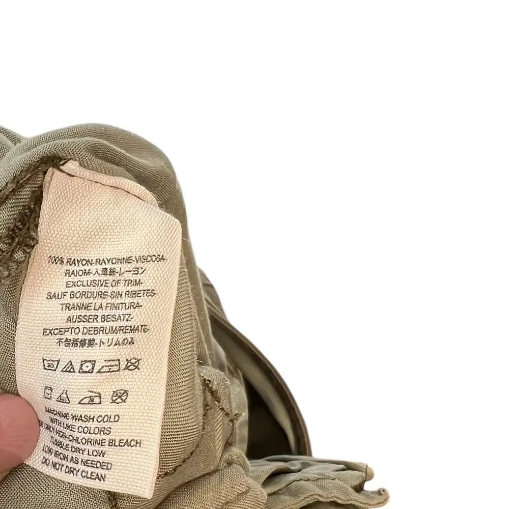 Free People Roaring Rayon Utilitarian‎ jumpsuit Olive Green Drawstring Size 4 - Image 14