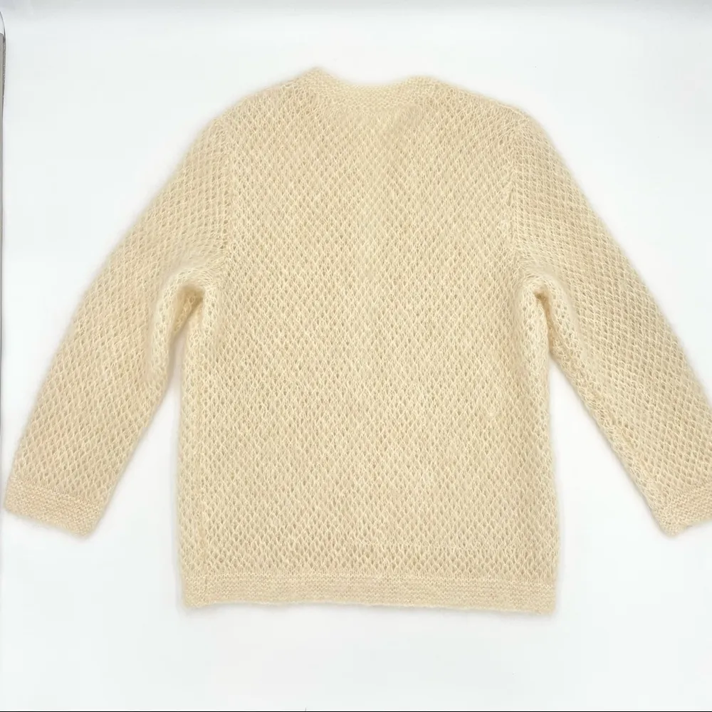 Handmade Sparkly Open Cardigan Sweater Cream White Soft Angelcore Cottagecore Size M - Image 3