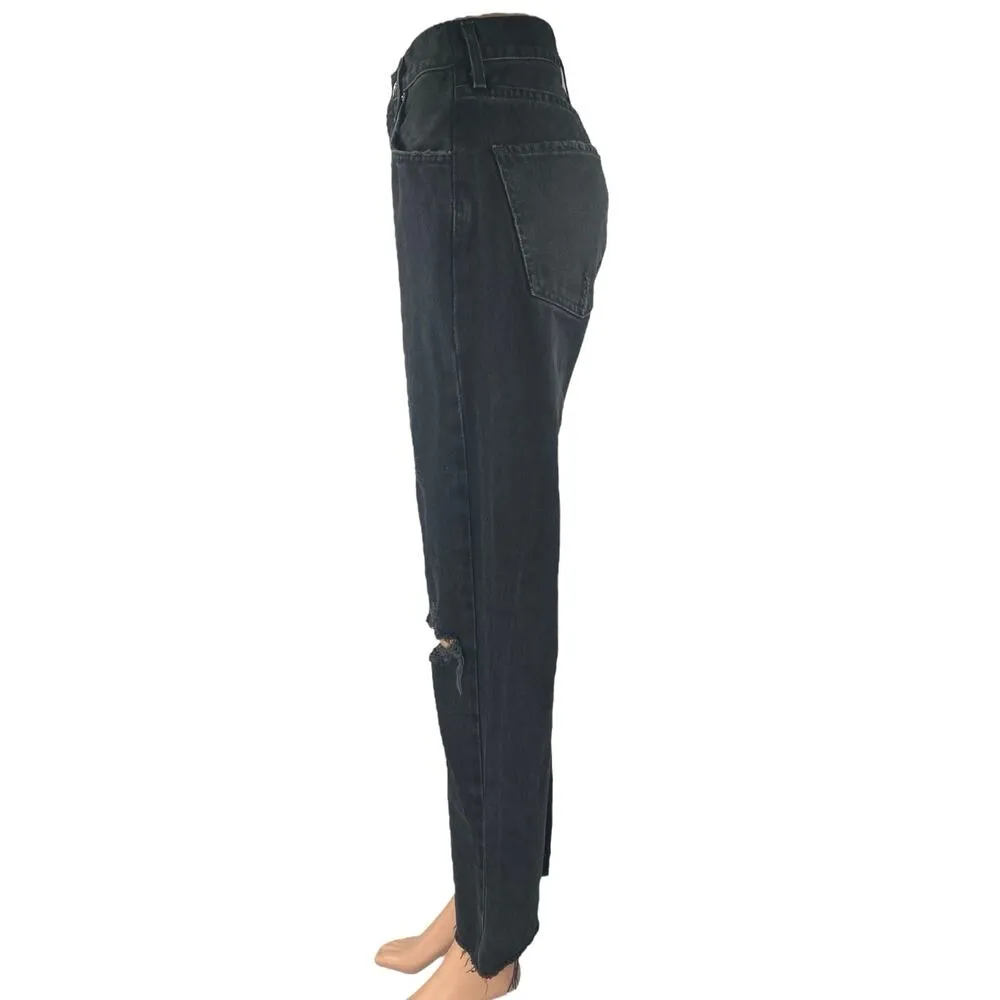 Agolde Women's Straight Leg High Waist Distressed Frayed Denim Jeans Pants Sz 26 - Image 2